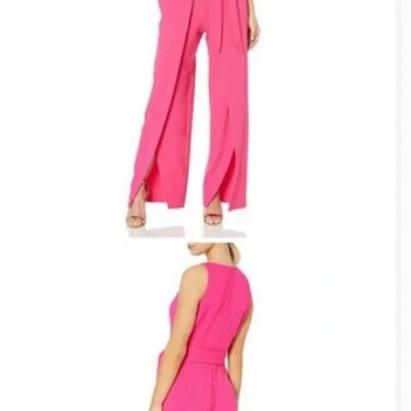 ❤️❤️ Nine West hot pink Flyaway Leg Belted Jumpsuit - Picture 3 of 7